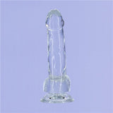 Crystal Dildo w Balls 7in Clear