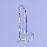 Crystal Dildo w Balls 7in Clear