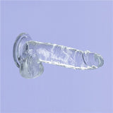 Crystal Dildo w Balls 7in Clear