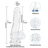 Crystal Dildo w Balls 7in Clear